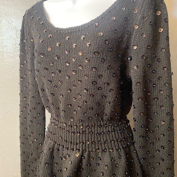 MODA International Black Sequin Open Back Sweater - Picture 3 of 16